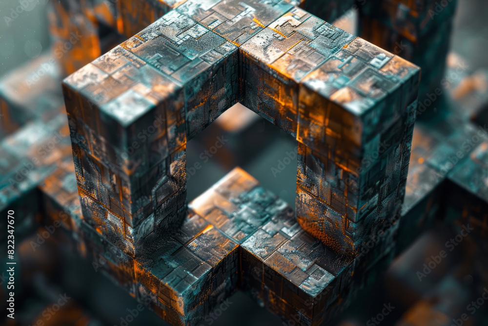 Fototapete Illustration of the number 22, embedded in a design of overlapping squares and hexagons, symbolizing balance and harmony,