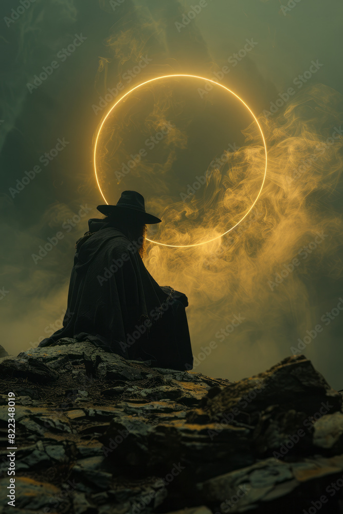 Leinwandbilder artistic rendering of the hermit, shown as a lone, shining star within a circle, surrounded by layer