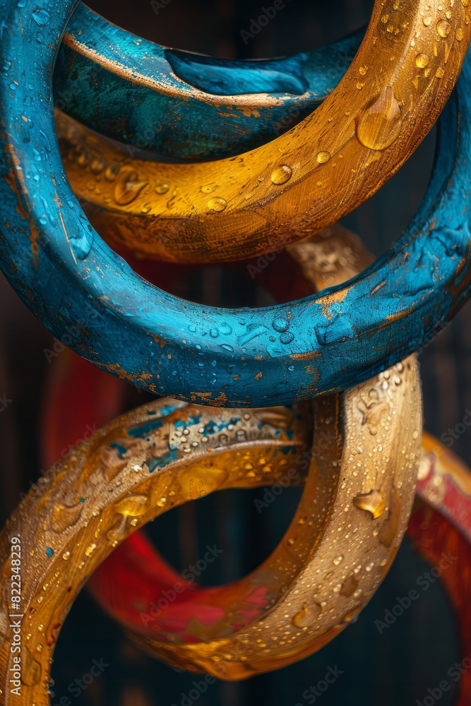 Leinwandbilder abstract image of the three of pentacles, represented by three interlocking circles, symbolizing col