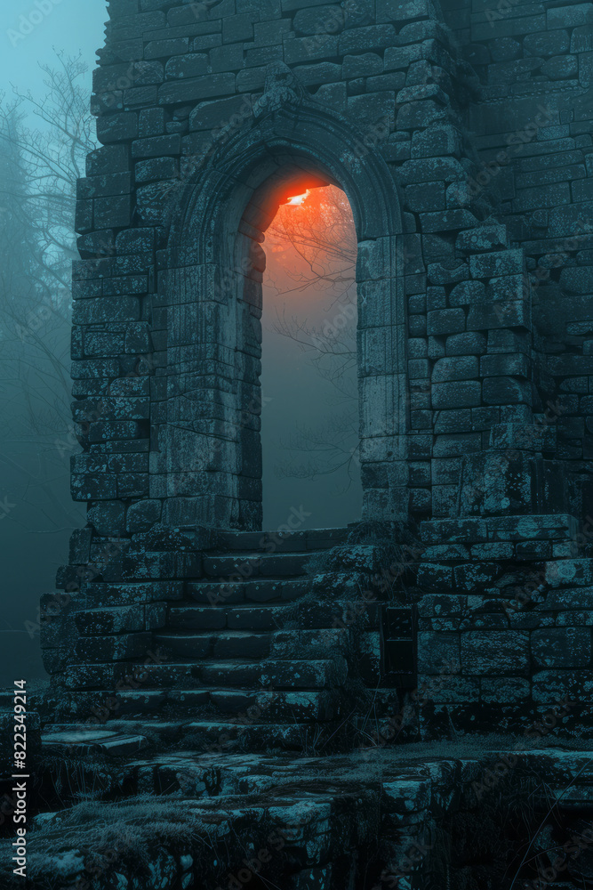 Aufkleber abstract image of the tower (card 16) as a structure with one half illuminated and the other half in
