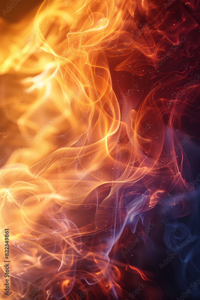 Poster abstract image of fire with bold, angular lines and dynamic shapes, capturing the essence of transfo