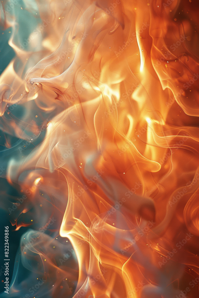 Poster abstract image of fire with bold, angular lines and dynamic shapes, capturing the essence of transfo