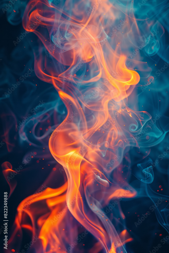 Poster abstract image of fire with bold, angular lines and dynamic shapes, capturing the essence of transfo