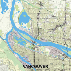 Naklejka premium Vancouver, Washington, USA map poster art