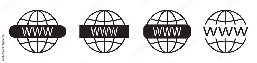 Poster web site icon line set. editable line www icon