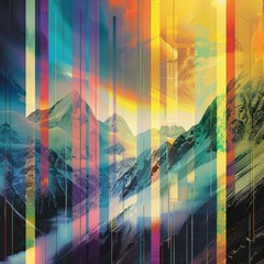 An abstract painting of mountains