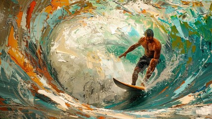 Surfer riding the wave tube