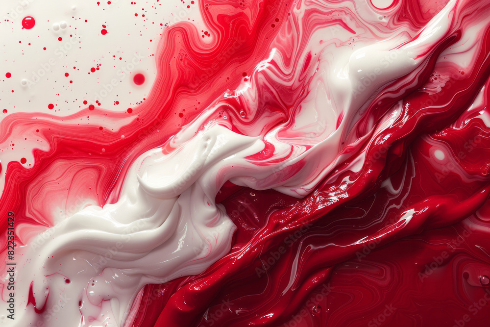 Aufkleber abstract illustration of swirling patterns of red and white, creating a dynamic contrast between blo