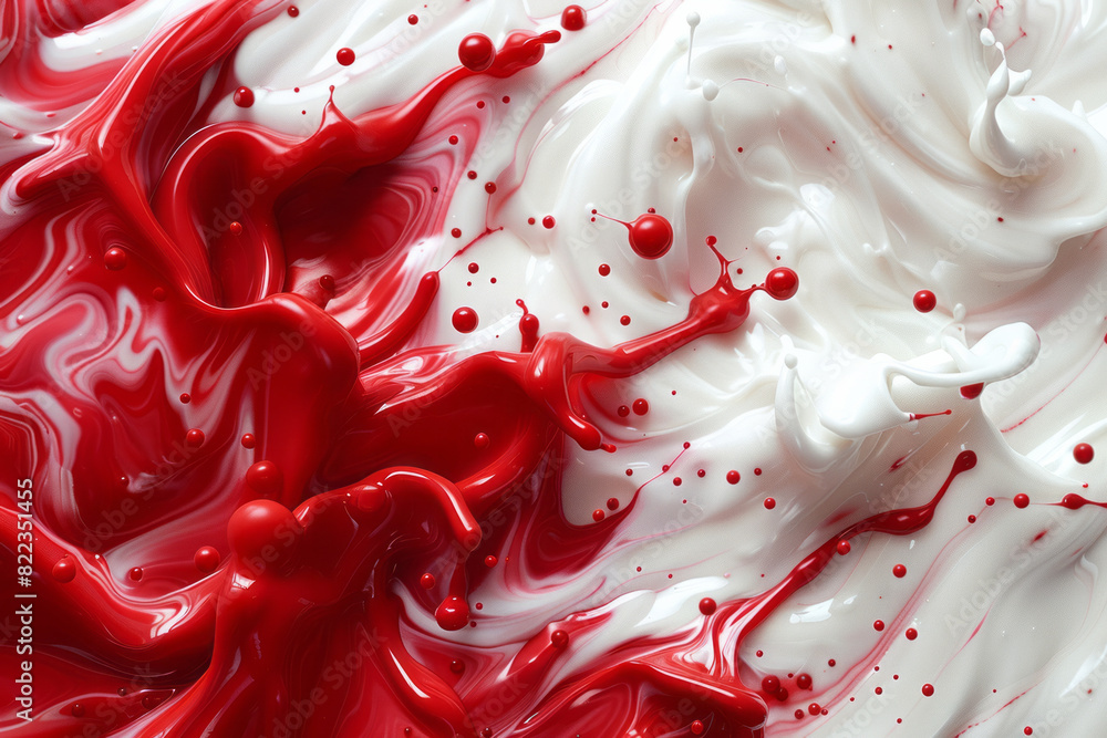 Aufkleber abstract illustration of swirling patterns of red and white, creating a dynamic contrast between blo