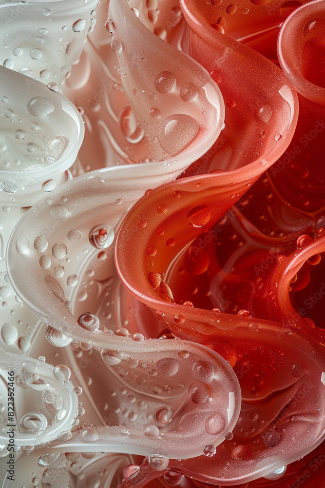 Poster abstract image of red and white droplets forming a complex pattern, symbolizing the interplay of dif