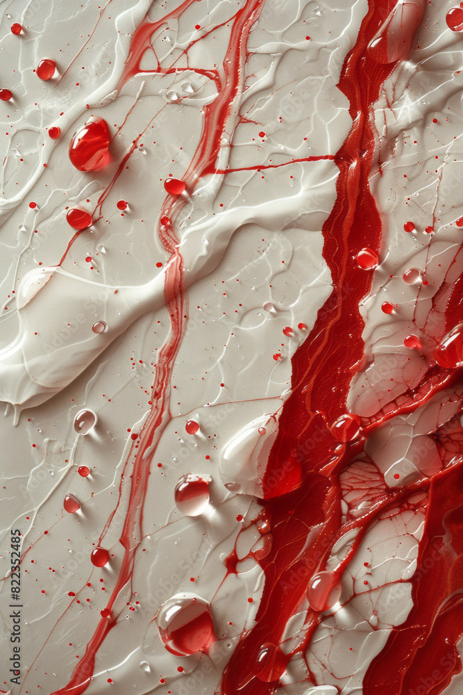 Aufkleber abstract image of red and white droplets forming a complex pattern, symbolizing the interplay of dif