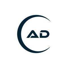 AD logo. A D design. White AD letter. AD, A D letter logo design. A D letter logo design in FIVE, FOUR, THREE, style. letter logo set in one artboard. A D letter logo vector design.	
