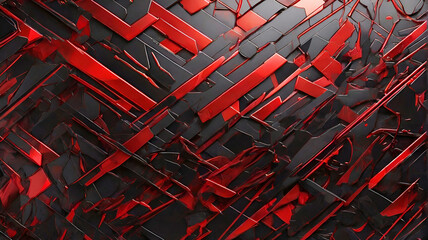 Red metallic abstract black cyber geometric lines background image