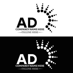 AD logo. A D design. White AD letter. AD, A D letter logo design. A D letter logo design in FIVE, FOUR, THREE, style. letter logo set in one artboard. A D letter logo vector design.	
