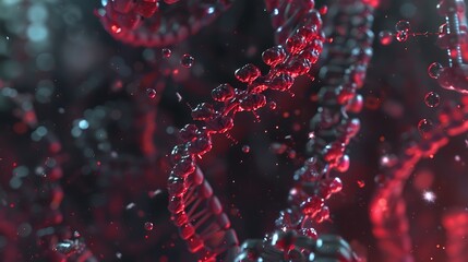 Damaged DNA on dark background. Science picture concept