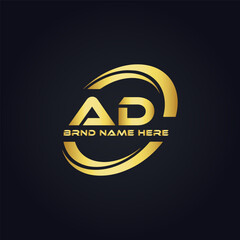 AD logo. A D design. White AD letter. AD, A D letter logo design. A D letter logo design in FIVE, FOUR, THREE, style. letter logo set in one artboard. A D letter logo vector design.	
