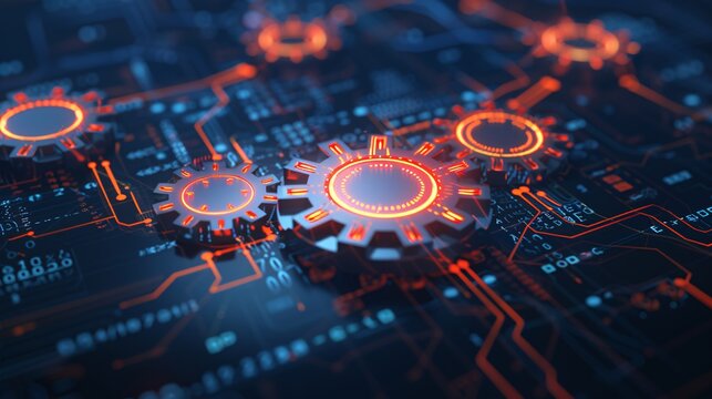 Integration concept, data system technology concept, integration icon with gears