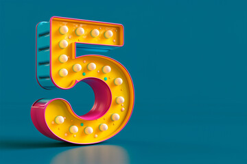 Number 5 in led light anniversaries, countdowns, promotions, milestones, event branding, product highlights