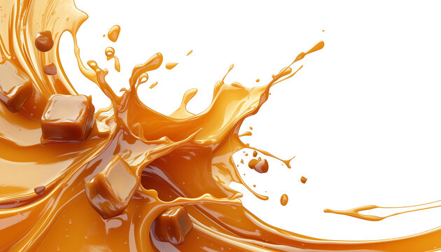 splash of caramel isolated on transparent background