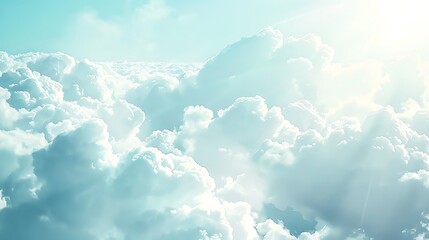 Ethereal Double Exposure Silhouette with Clouds and Blue Sky in Airy Whites - Copy Space Background Close-Up