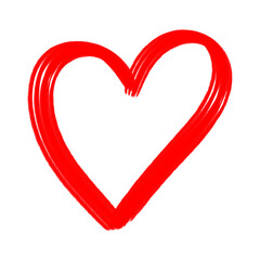 One red heart on white background, illustration