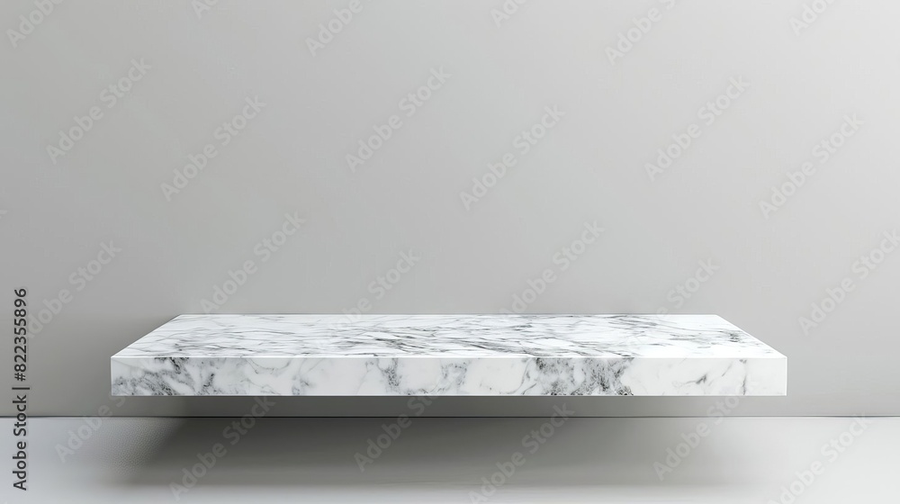 Poster elegant white marble table top mockup empty stone display shelf isolated on white 3d render