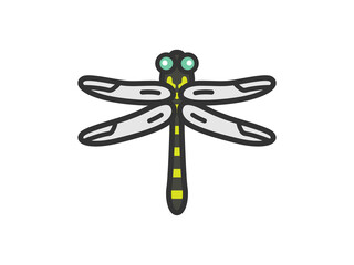 オニヤンマのアイコン（線画カラー）のイラスト