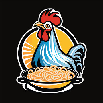 rooster and chicken logo noodlles