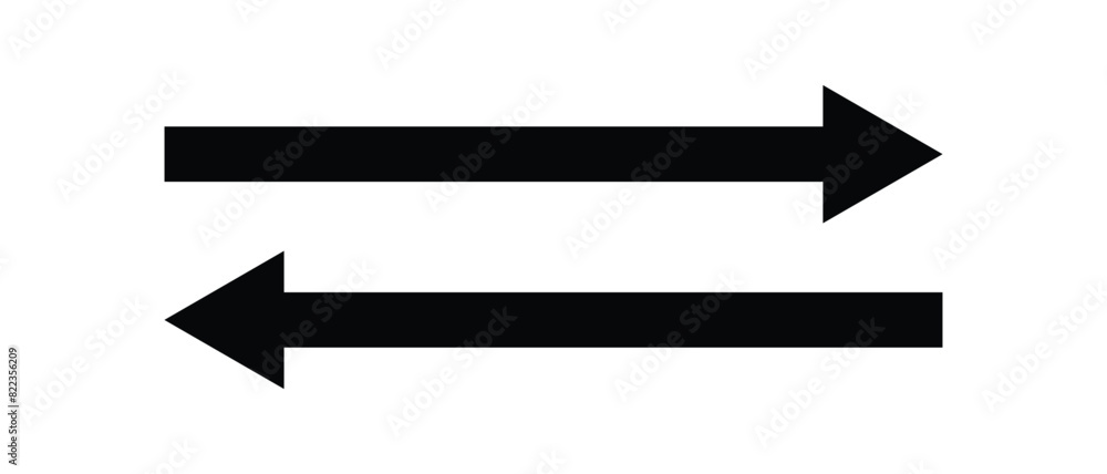 Poster arrow to left and right icon. long arrow vector icon. long curve arrow set. isolated arrow icon on w