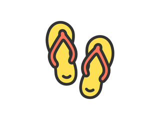 ビーチサンダルのアイコン（線画カラー）のイラスト