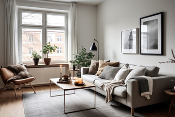 Fototapeta premium room apartment in Scandinavian minimalist style