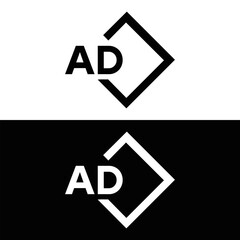 AD logo. A D design. White AD letter. AD, A D letter logo design. A D letter logo design in FIVE, FOUR, THREE, style. letter logo set in one artboard. A D letter logo vector design.	
