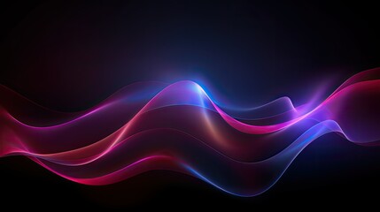 Dark abstract curve and wavy background with gradient and color, Glowing waves in a dark background