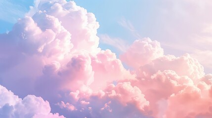 dreamy pastel pink cotton candy clouds in sky fluffy ethereal background digital art