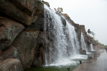 View of the waterfall at the cliff