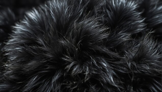 Seamless pattern. Black fur texture. Natural fur. generation.