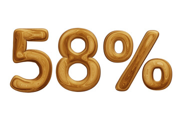 Wooden 58 percent for sale, discount, promotion and business concept 