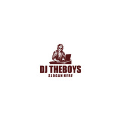 DJ boy logo vector illustration