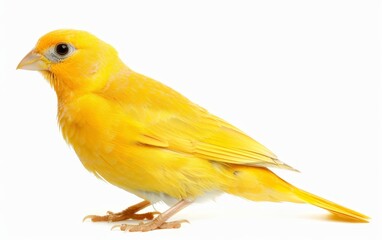 Fototapeta premium Portrait of a vivid yellow canary, striking a pose with its bright plumage and alert expression.