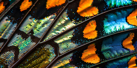 A close up view of the wing of a butterfly