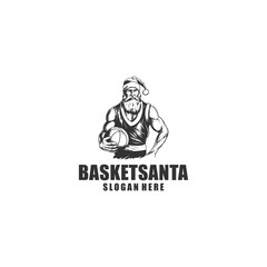 Basket santa logo vector illustration