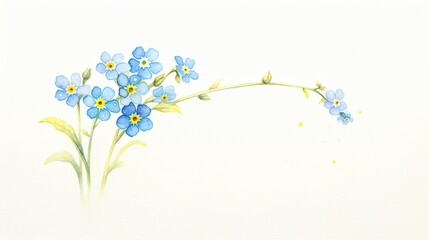 Delicate watercolor sketch of a forget-me-not flower with its tiny blue petals and yellow center