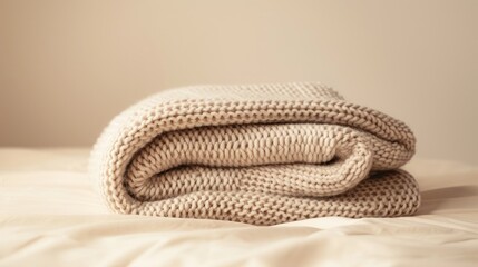 Ethereal Elegance: A White Blanket Gracefully Folded on a Table