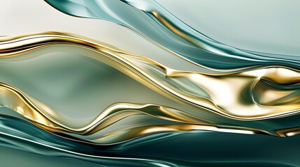 elegant gold and teal abstract waves flowing layers texture modern art background resource digital illustration