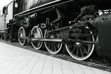 Old Vintage Steam Locomotive Train Isolated, Old time vintage railroad steam locomotive train engine, Transportation and travel from another era.