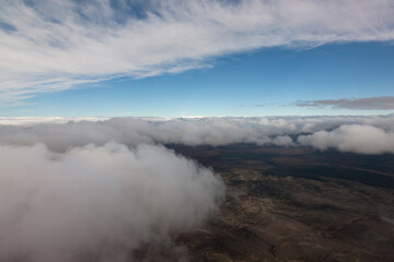 New Zealand view from a helicopter on a cloudy autumn day