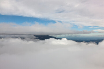 New Zealand view from a helicopter on a cloudy autumn day