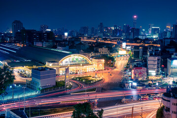 Bangkok city downtown at twilight time in Thailand