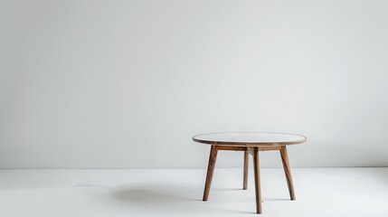 Sleek Glass-Top Table With Elegant Wooden Legs