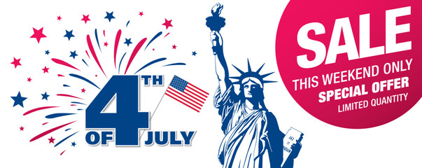 Fourth of July sale banner graphic design vector illustration